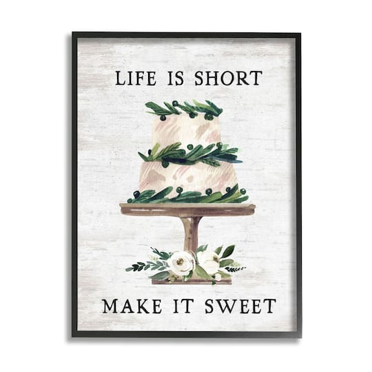 Stupell Industries Life's Short Make it Sweet Sentiment Tiered Cake Framed Wall Art